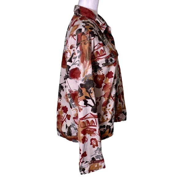 Women’s Boho Artsy Painterly Abstract Shirt Jacket Lagenlook Cottagecore Sz Lg - Picture 4 of 8